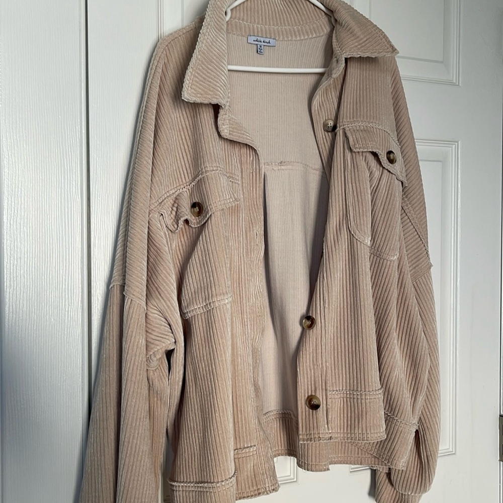 White Birch corduroy shacket